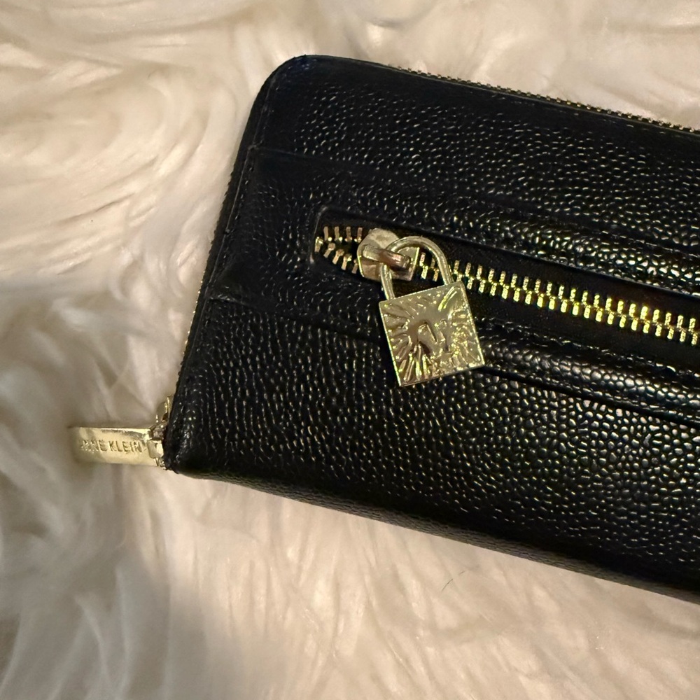 Authentic Anne Klein Black Wallet with Gold Accents